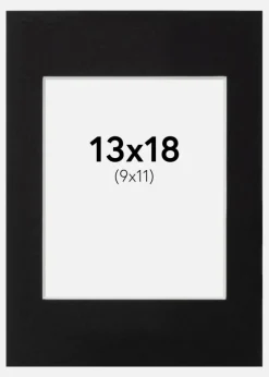 Passepartout Sort Standard (Hvid Kerne) 13x18 cm (9x11)