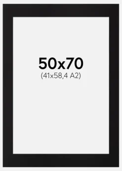 Passepartout Sort Standard (Hvid kerne) 50x70 cm (41x58,4 - A2)