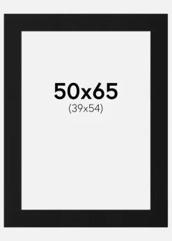 Passepartout Sort Standard (Hvid kerne) 50x65 cm (39x54)