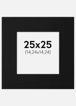 Passepartout Sort Standard (Hvid kerne) 25x25 cm (14,24x14,24)