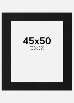 Passepartout Sort Standard (Hvid kerne) 45x50 cm (33x39)