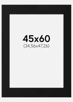 Passepartout Sort Standard (Hvid kerne) 45x60 cm (34,56x47,26)