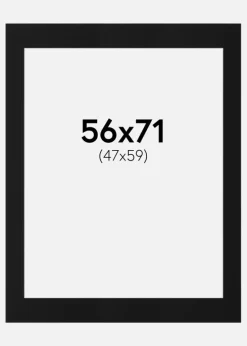 Passepartout Sort Standard (Hvid kerne) 56x71 cm (47x59)