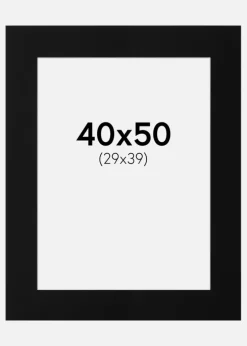 Passepartout Sort Standard (Hvid kerne) 40x50 cm (29x39)