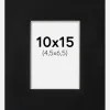 Passepartout Sort Standard (Hvid kerne) 10x15 cm (4,5x6,5)