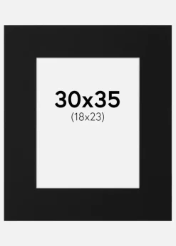 Passepartout Sort Standard (Hvid kerne) 30x35 cm (18x23)