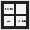 Passepartout Sort 40x40 cm - Collage 4 Billeder (14x14 cm)