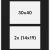Passepartout Sort 30x40 cm - Collage 2 Billeder (14x19 cm)