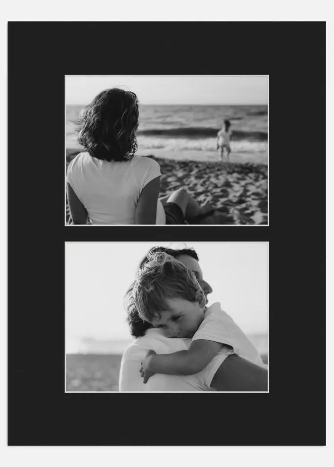 Passepartout Sort 30x40 cm - Collage 2 Billeder (14x19 cm)