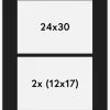 Passepartout Sort 24x30 cm - Collage 2 Billeder (12x17 cm)