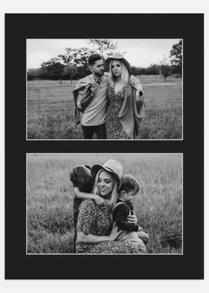 Passepartout Sort 18x24 cm - Collage 2 Billeder (9x14 cm)