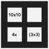 Passepartout Sort 10x10 cm - Collage 4 Billeder (3x3 cm)
