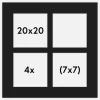 Passepartout Sort 20x20 cm - Collage 4 Billeder (7x7 cm)
