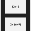 Passepartout Sort 13x18 cm - Collage 2 Billeder (6x9 cm)