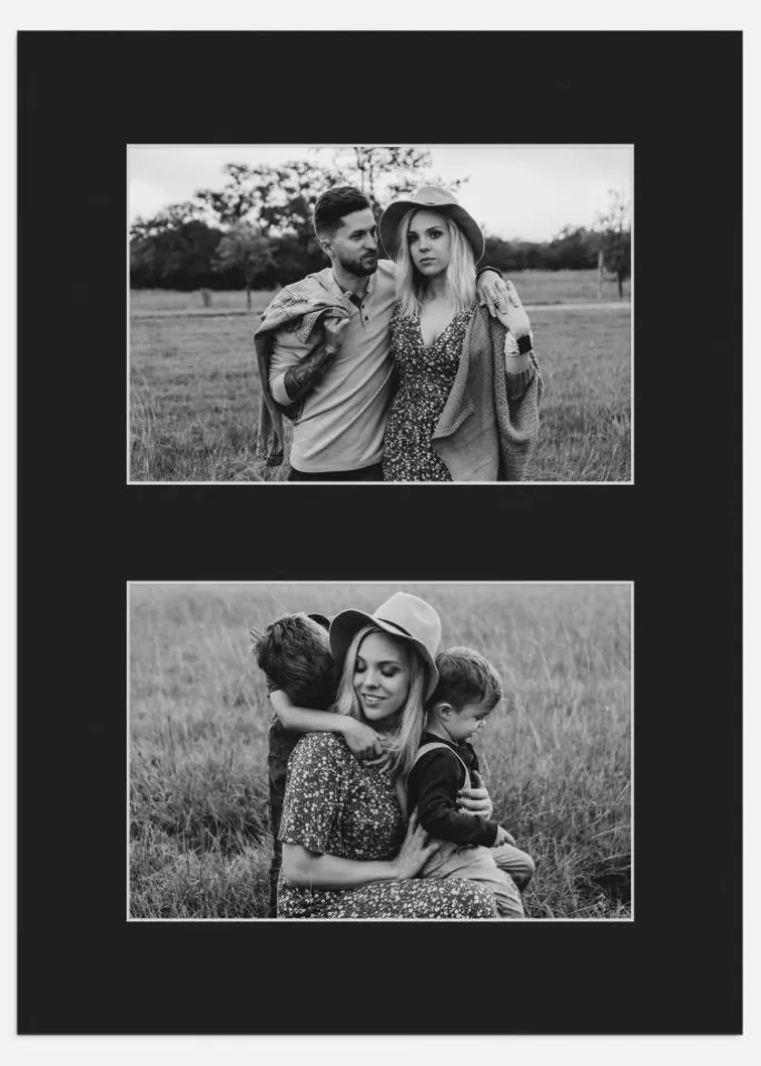 Passepartout Sort 13x18 cm - Collage 2 Billeder (6x9 cm)