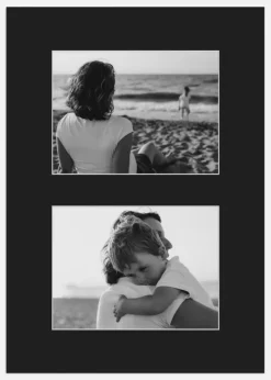Passepartout Sort 29,7x42 cm - Collage 2 Billeder (14x19 cm)