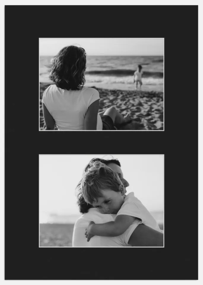 Passepartout Sort 29,7x42 cm - Collage 2 Billeder (14x19 cm)