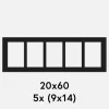 Passepartout Sort 20x60 cm - Collage 5 Billeder (9x14 cm)