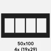 Passepartout Sort 50x100 cm - Collage 4 Billeder (19x29 cm)