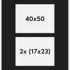 Passepartout Sort 40x50 cm - Collage 2 Billeder (17x23 cm)