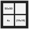Passepartout Sort 50x50 cm - Collage 4 Billeder (19x19 cm)