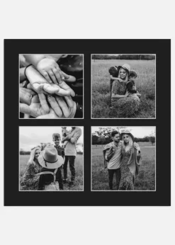 Passepartout Sort 50x50 cm - Collage 4 Billeder (19x19 cm)