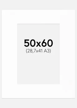 Passepartout XL Standard Hvid (Hvid Kerne) 50x60 cm (28,7x41 - A3)