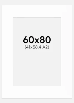 Passepartout XL Standard Hvid (Hvid Kerne) 60x80 cm (41x58,4 - A2)