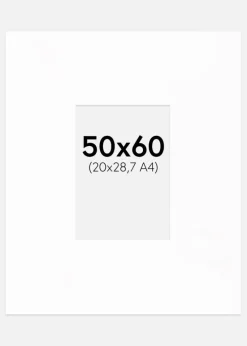 Passepartout XXL Standard Hvid (Hvid Kerne) 50x60 cm (20x28,7 - A4)