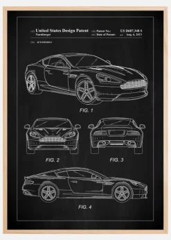 Patent Print - Aston Martin - Black Plakat (21x29.7 cm (A4))