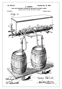 Patent Print - Beer Kegs - White Plakat (21x29.7 cm (A4))