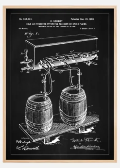 Patent Print - Beer Kegs - Black Plakat (21x29.7 cm (A4))
