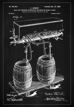 Patent Print - Beer Kegs - Black Plakat (21x29.7 cm (A4))