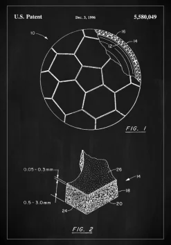 Patent Print - Football - Black Plakat (21x29.7 cm (A4))