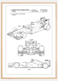 Patent Print - Formula 1 Racing Car - White Plakat (21x29.7 cm (A4))