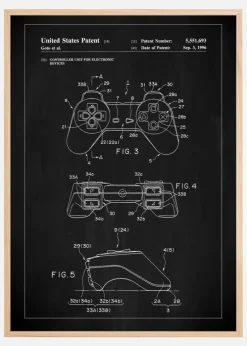 Patent Print - Game Controller II - Black Plakat (21x29.7 cm (A4))