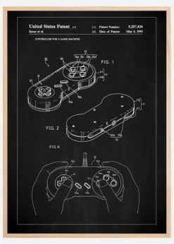 Patent Print - Game Controller I - Black Plakat (21x29.7 cm (A4))