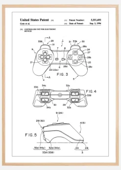 Patent Print - Game Controller II - White Plakat (21x29.7 cm (A4))