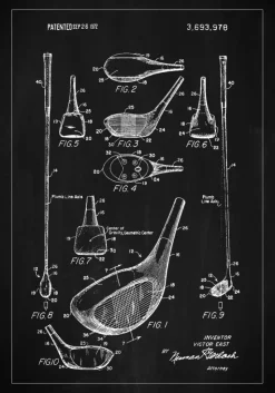 Patent Print - Golf Club - Black Plakat (21x29.7 cm (A4))