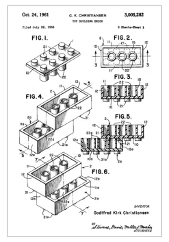 Patent Print - Lego Block I - White Plakat (21x29.7 cm (A4))