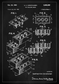 Patent Print - Lego Block I - Black Plakat (21x29.7 cm (A4))