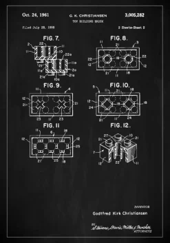 Patent Print - Lego Block II - Black Plakat (21x29.7 cm (A4))