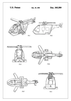 Patent Print - Lego Helicopter - White Plakat (21x29.7 cm (A4))