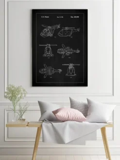 Patent Print - Lego Helicopter - Black Plakat (21x29.7 cm (A4))