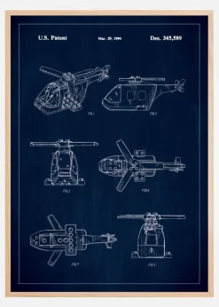 Patent Print - Lego Helicopter - Blue Plakat (21x29.7 cm (A4))