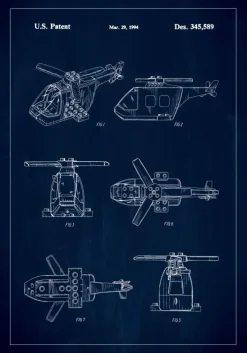 Patent Print - Lego Helicopter - Blue Plakat (21x29.7 cm (A4))