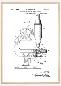 Patent Print - Microscope - White Plakat (21x29.7 cm (A4))