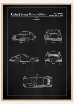 Patent Print - Porsche 911 Carrera - Black Plakat (21x29.7 cm (A4))