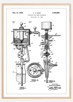 Patent Print - Portable Cold Beer Dispenser - White Plakat (21x29.7 cm (A4))