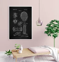 Patent Print - Tennis Racket - Black Plakat (21x29.7 cm (A4))